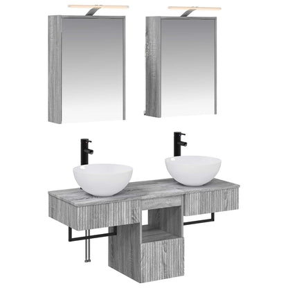 vidaXL Bathroom Cabinet Set 5 pcs Grey Sonoma Engineered Wood 2