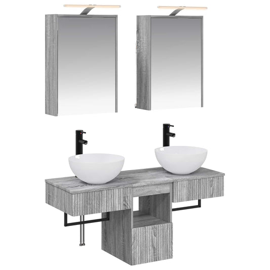 vidaXL Bathroom Cabinet Set 5 pcs Grey Sonoma Engineered Wood 2