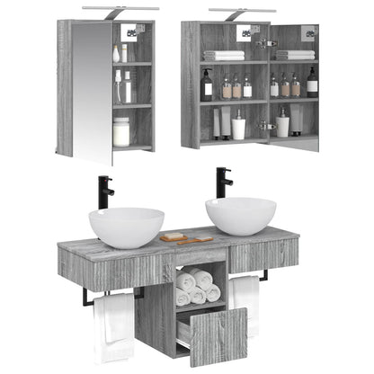 vidaXL Bathroom Cabinet Set 5 pcs Grey Sonoma Engineered Wood 3