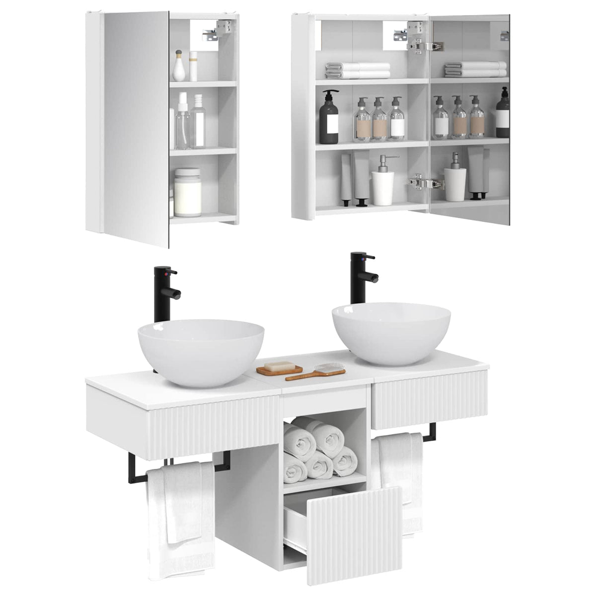Bathroom Cabinet Set 5 pcs 43 x 11.5 x 60.5 cm White