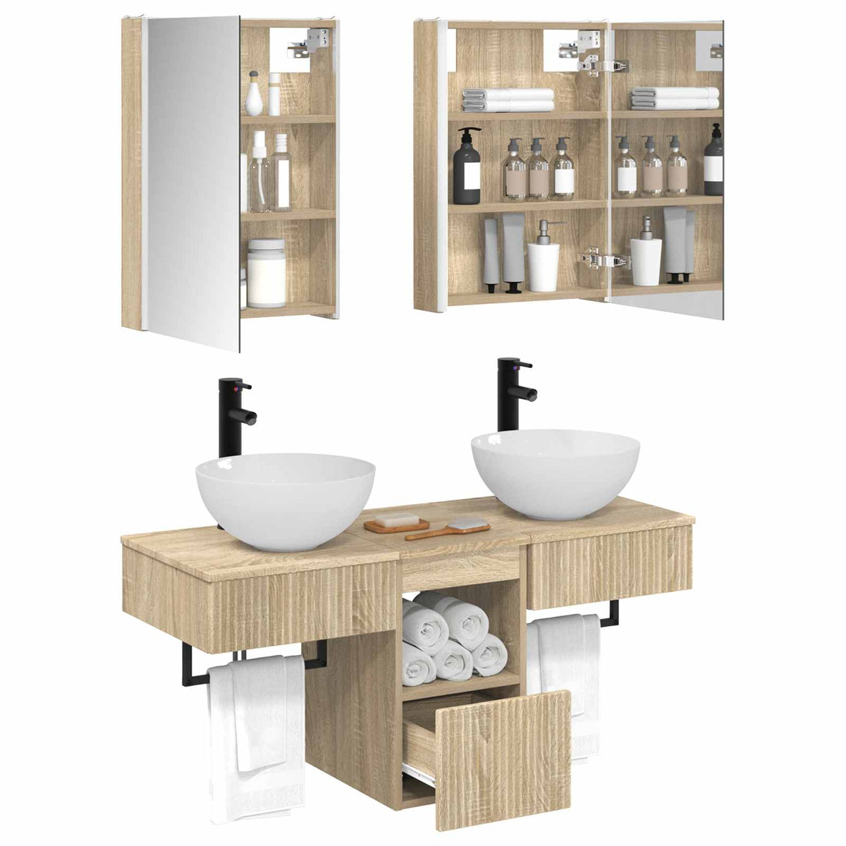 vidaXL Bathroom Cabinet Set 5 pcs Sonoma Oak Engineered Wood 3
