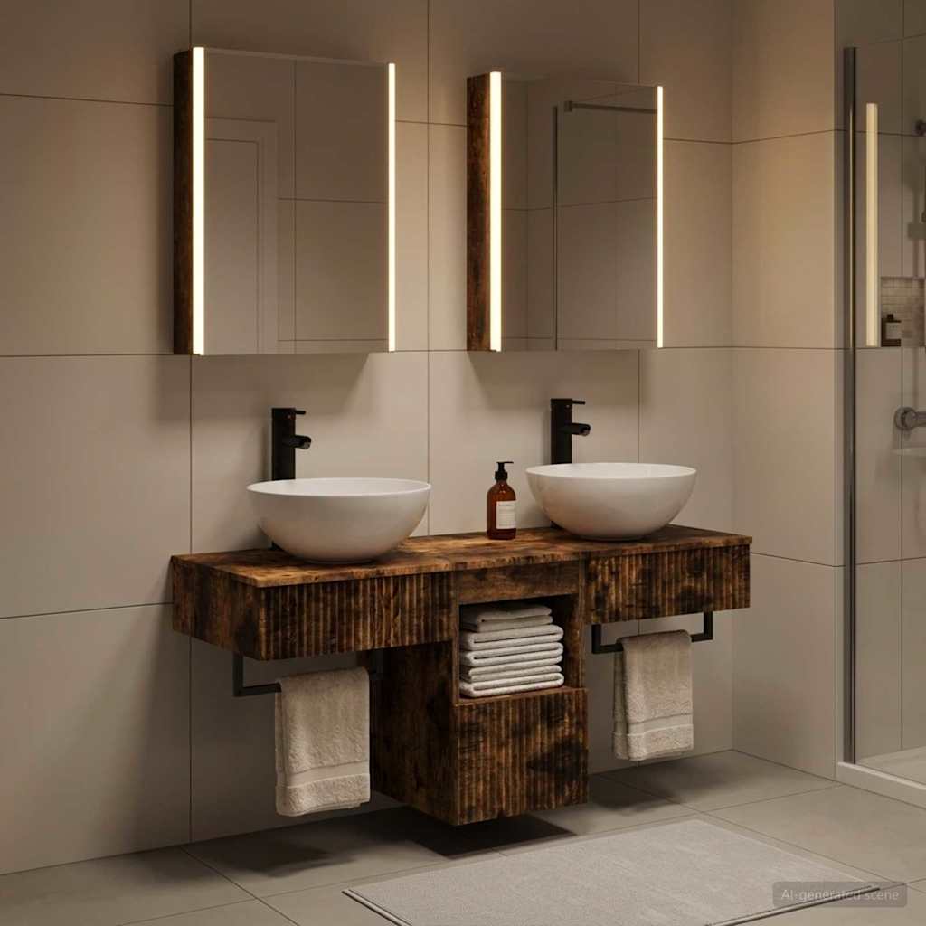 vidaXL Bathroom Cabinet Set 5 pcs Smoked Oak Engineered Wood 4