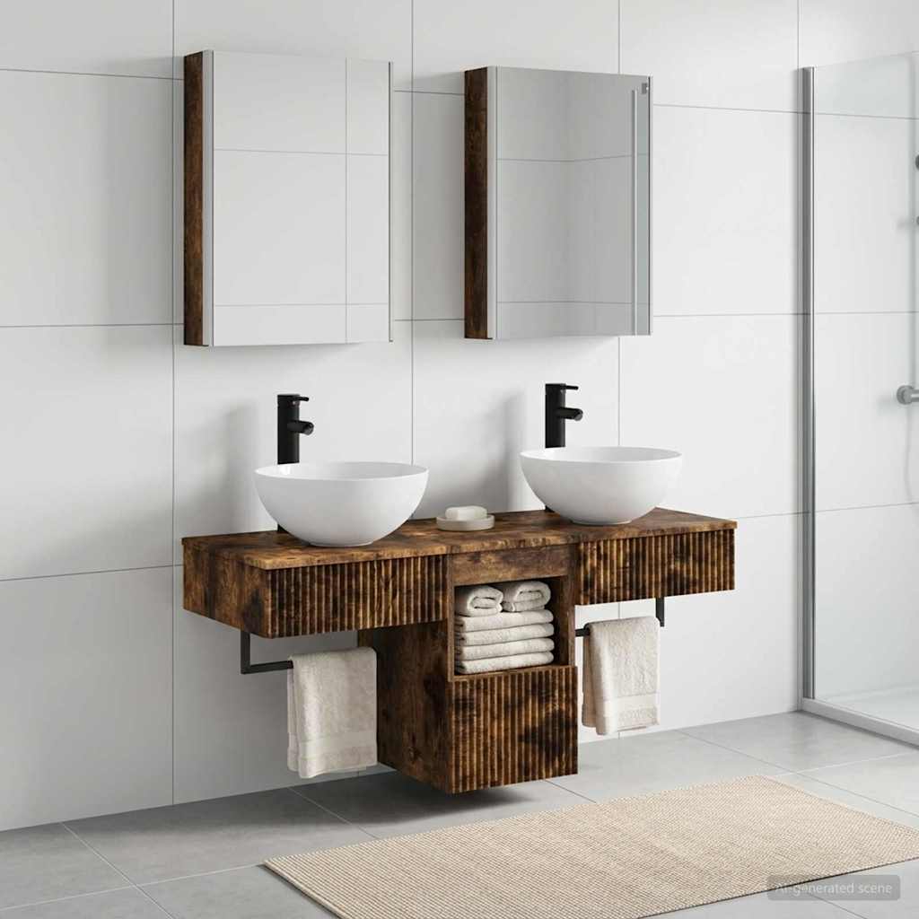 vidaXL Bathroom Cabinet Set 5 pcs Smoked Oak Engineered Wood 1