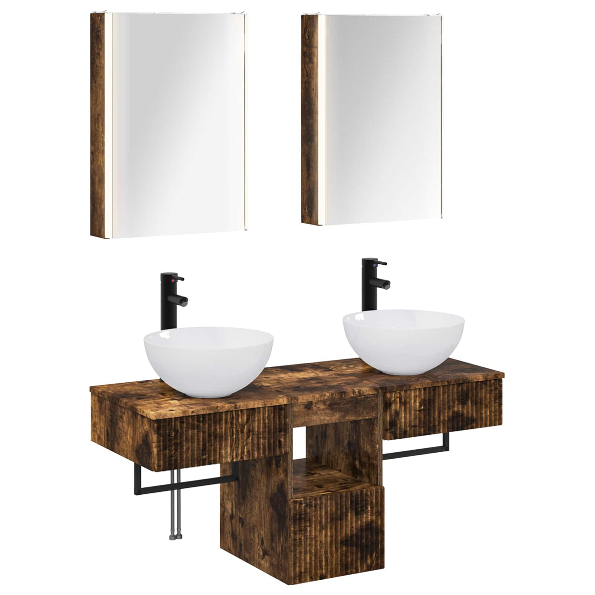 vidaXL Bathroom Cabinet Set 5 pcs Smoked Oak Engineered Wood 2