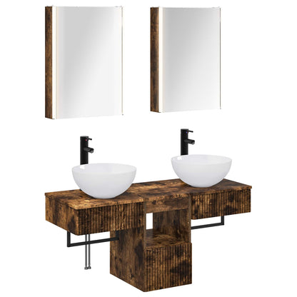vidaXL Bathroom Cabinet Set 5 pcs Smoked Oak Engineered Wood 2