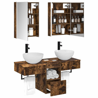 vidaXL Bathroom Cabinet Set 5 pcs Smoked Oak Engineered Wood 3