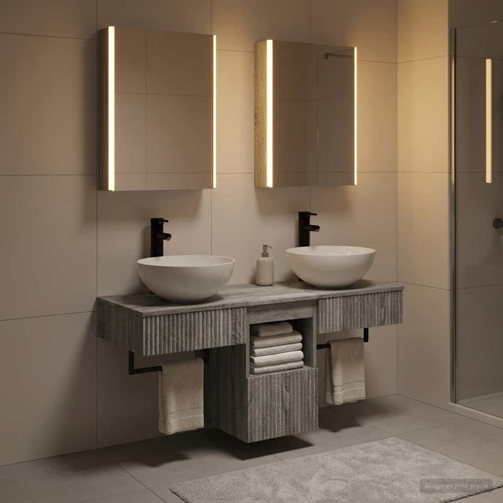 Bathroom Cabinet Set 5 pcs 43 x 11.5 x 60.5 cm Grey Sonoma
