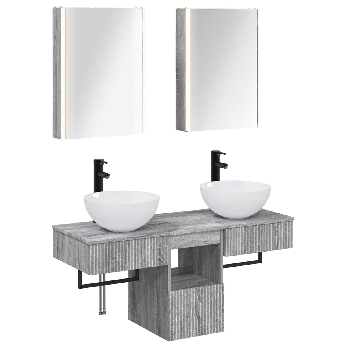 Bathroom Cabinet Set 5 pcs 43 x 11.5 x 60.5 cm Grey Sonoma