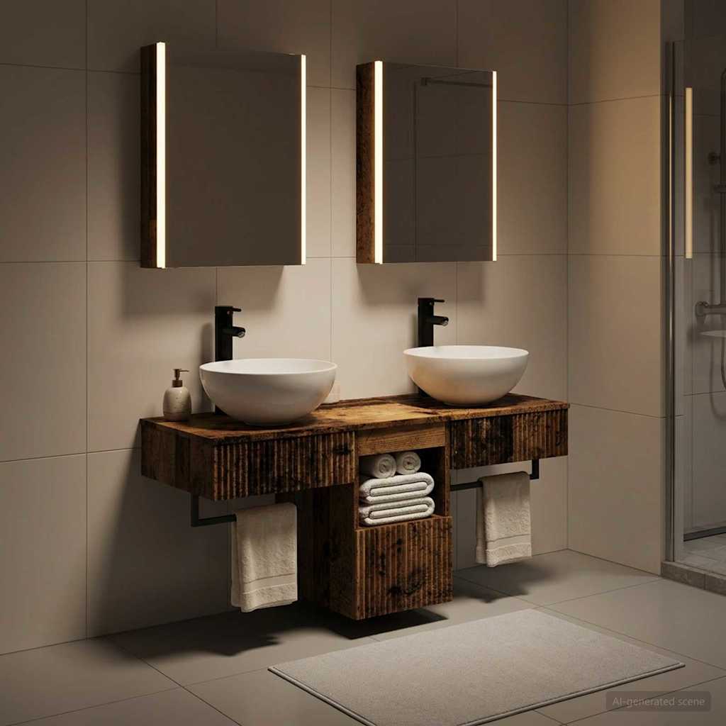 Bathroom Cabinet Set 5 pcs 43 x 11.5 x 60.5 cm Old wood