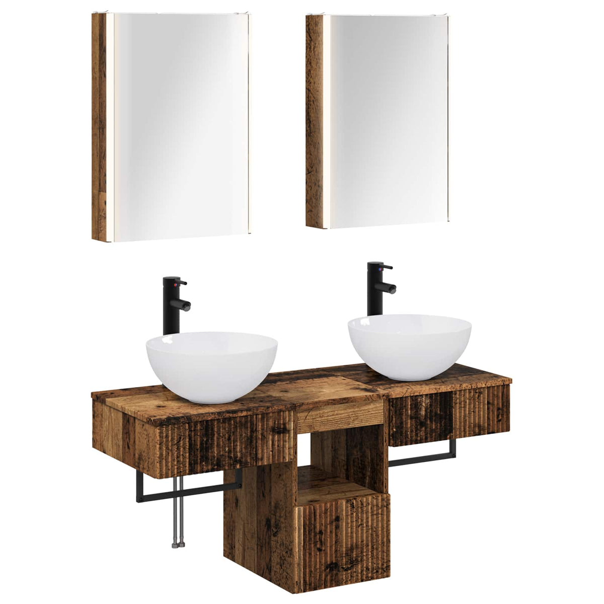 Bathroom Cabinet Set 5 pcs 43 x 11.5 x 60.5 cm Old wood