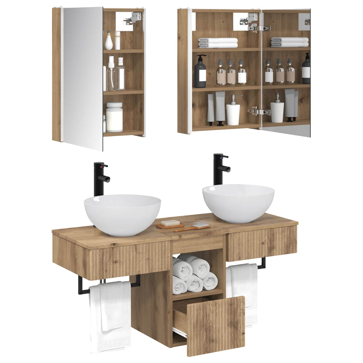 Bathroom Cabinet Set 5 pcs 43 x 11.5 x 60.5 cm Artisan oak