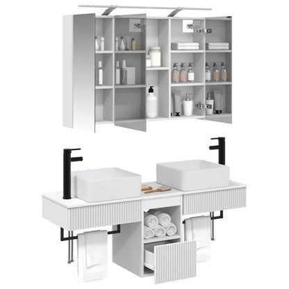 Bathroom Cabinet Set 4 pcs 100 x 14.5 x 70 cm White