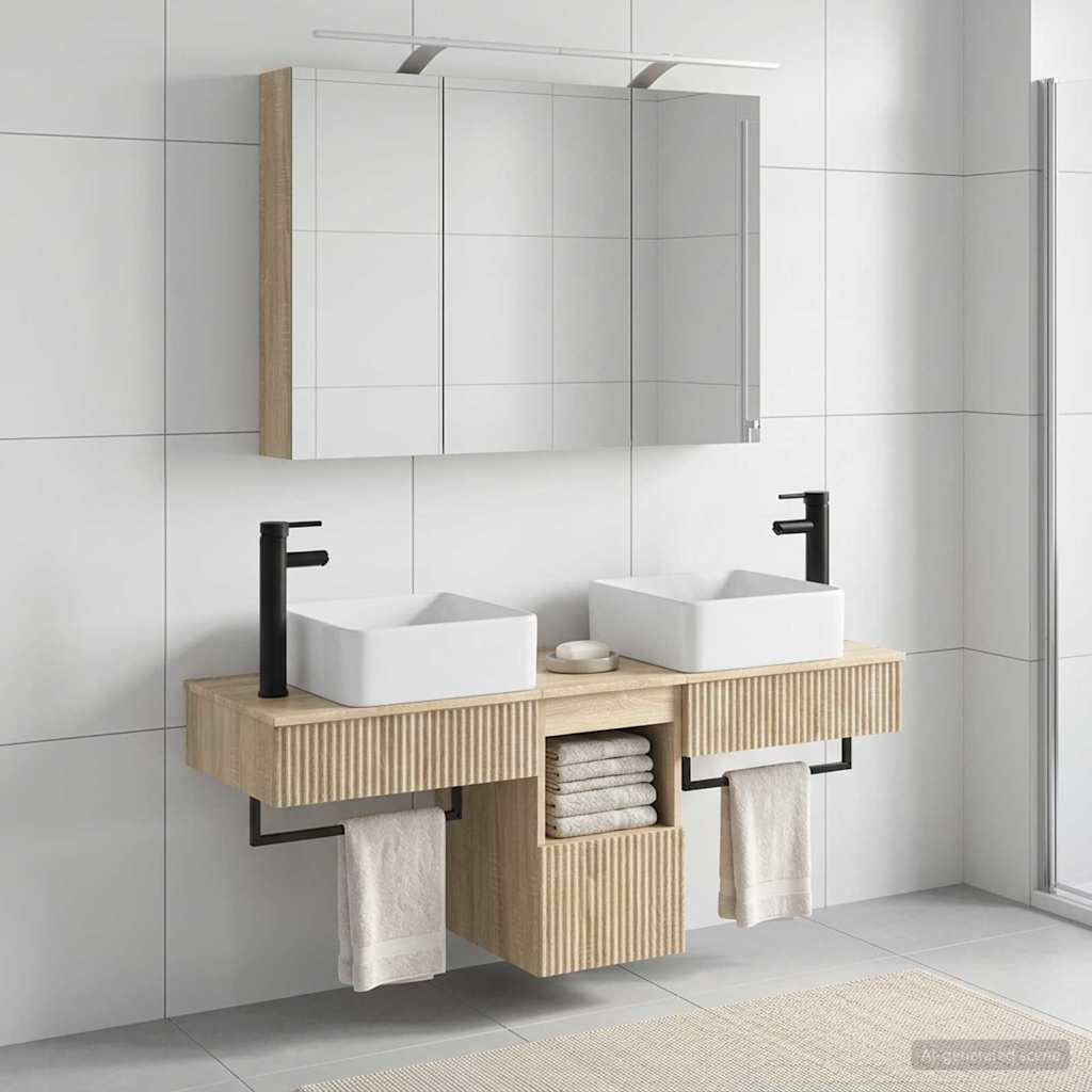 Bathroom Cabinet Set 4 pcs 100 x 14.5 x 70 cm Sonoma oak