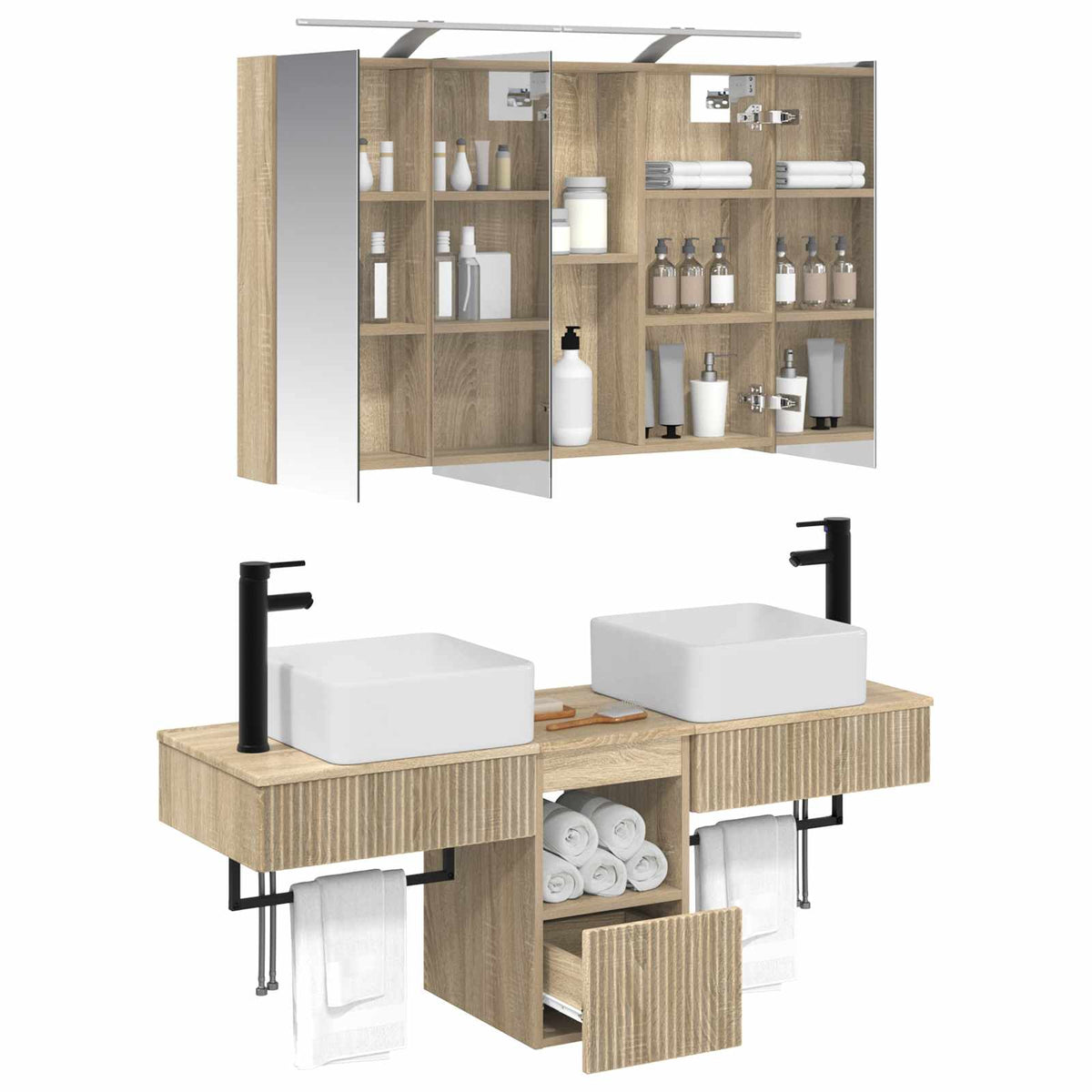 Bathroom Cabinet Set 4 pcs 100 x 14.5 x 70 cm Sonoma oak