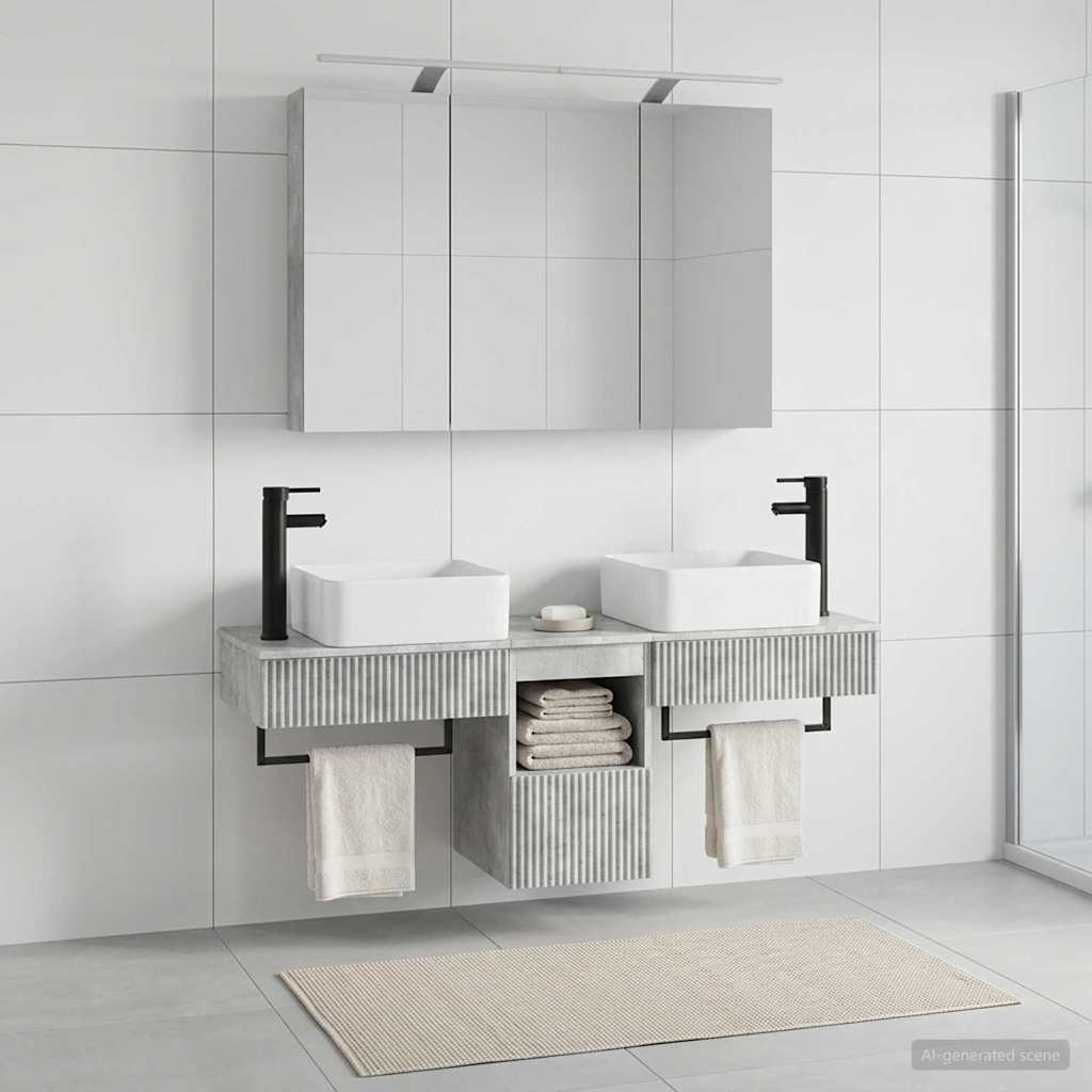 vidaXL Bathroom Cabinet Set 4 pcs Concrete Grey Engineered Wood 1