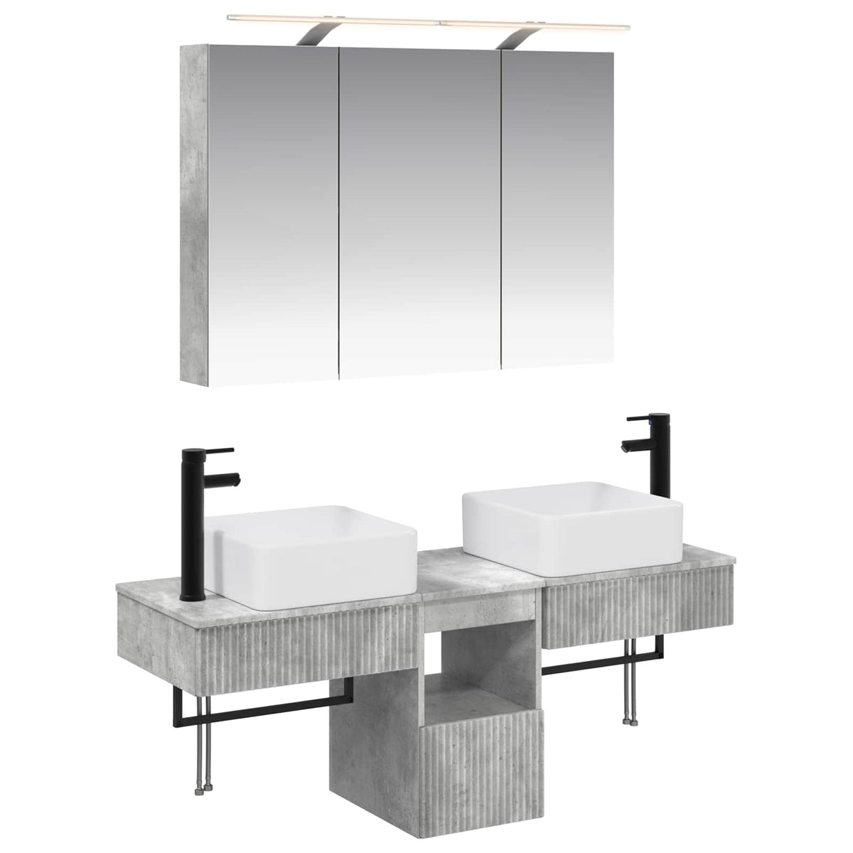 Bathroom Cabinet Set 4 pcs 100 x 14.5 x 70 cm Concrete grey