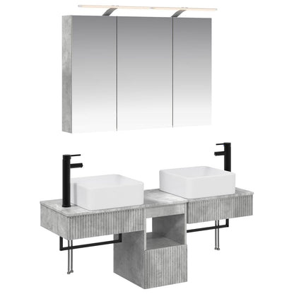 Bathroom Cabinet Set 4 pcs 100 x 14.5 x 70 cm Concrete grey