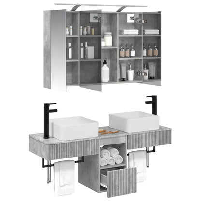 Bathroom Cabinet Set 4 pcs 100 x 14.5 x 70 cm Concrete grey