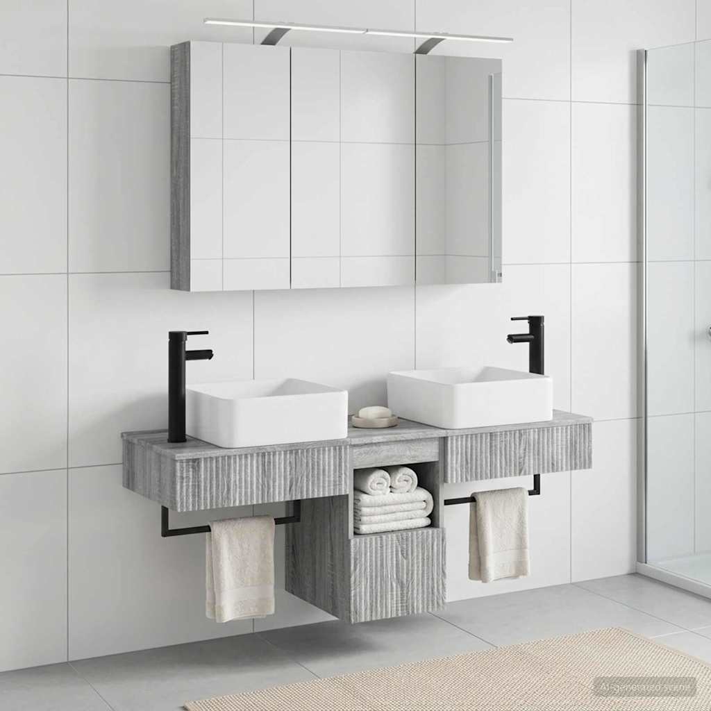 vidaXL Bathroom Cabinet Set 4 pcs Grey Sonoma Engineered Wood 4