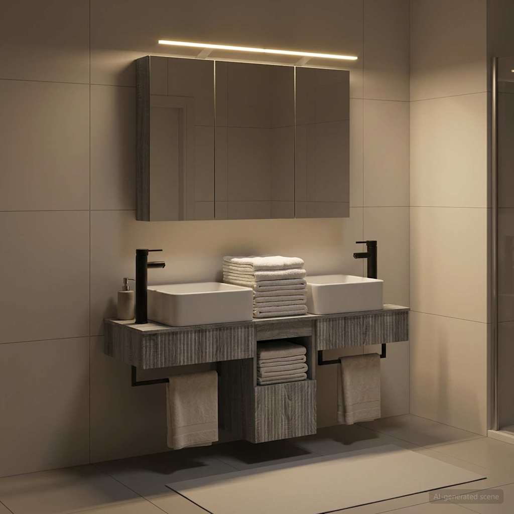 Bathroom Cabinet Set 4 pcs 100 x 14.5 x 70 cm Grey Sonoma