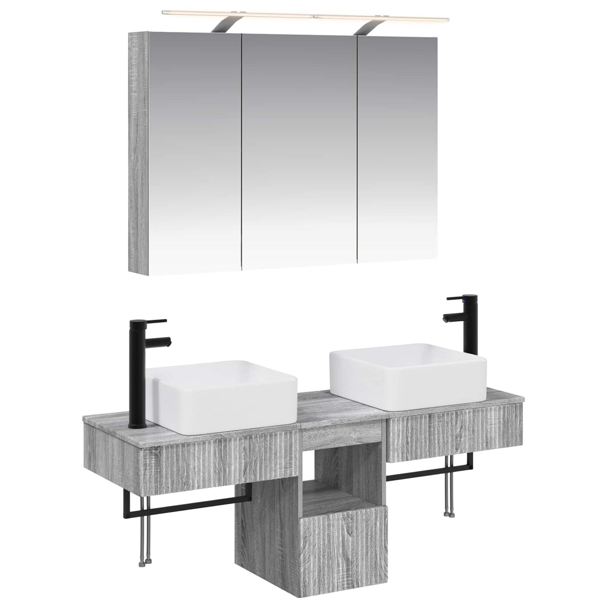 vidaXL Bathroom Cabinet Set 4 pcs Grey Sonoma Engineered Wood 2