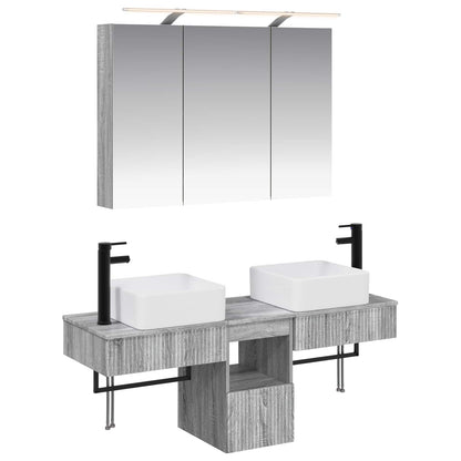 vidaXL Bathroom Cabinet Set 4 pcs Grey Sonoma Engineered Wood 2