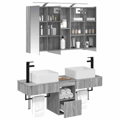 vidaXL Bathroom Cabinet Set 4 pcs Grey Sonoma Engineered Wood 3
