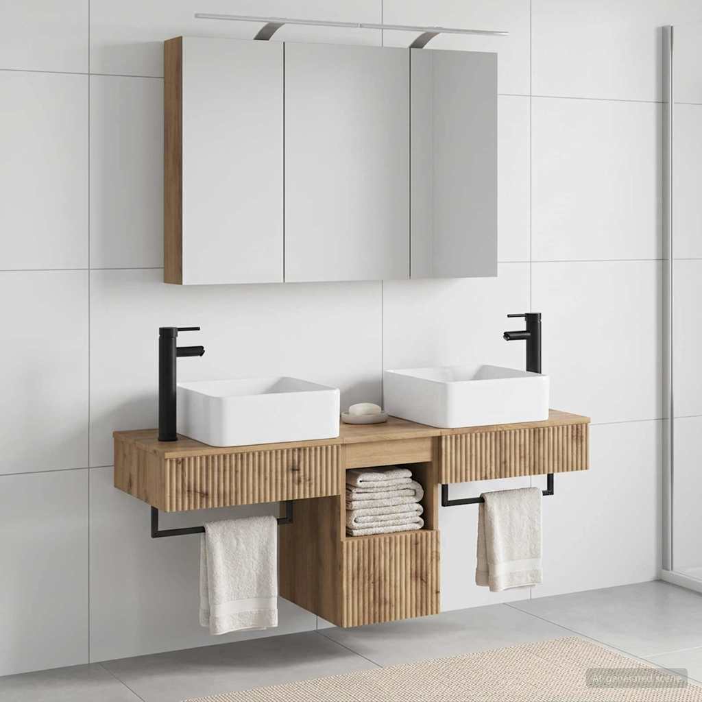 Bathroom Cabinet Set 4 pcs 100 x 14.5 x 70 cm Artisan oak