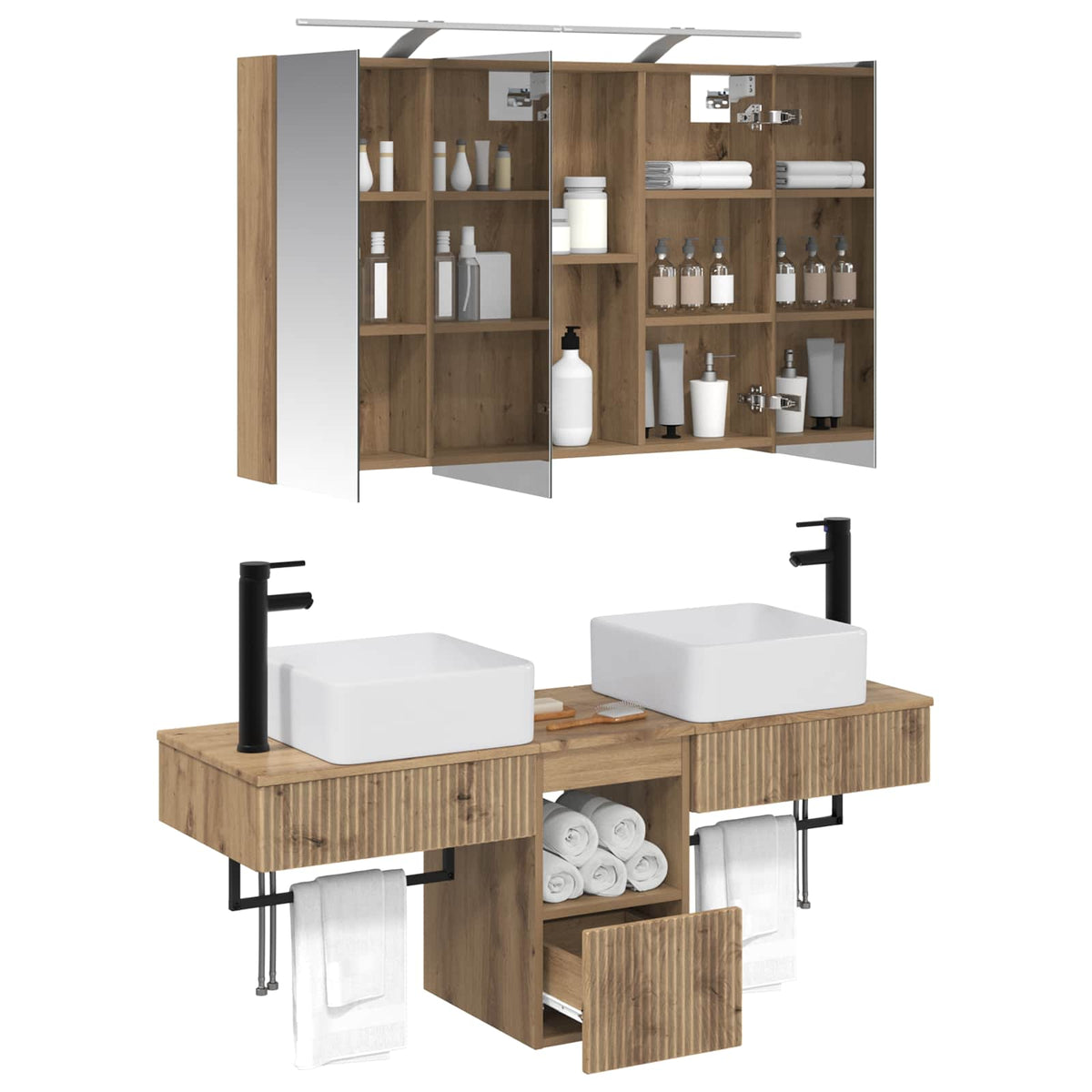 Bathroom Cabinet Set 4 pcs 100 x 14.5 x 70 cm Artisan oak