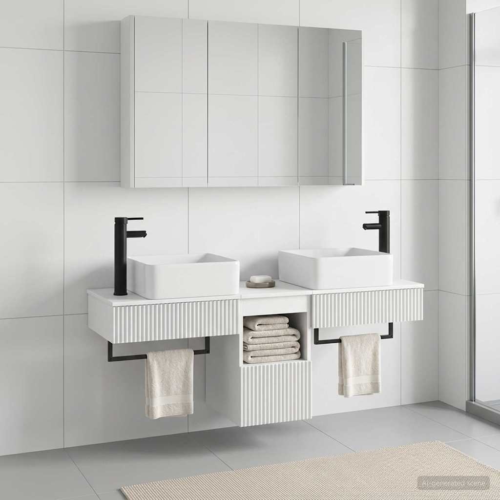 vidaXL Bathroom Cabinet Set 4 pcs White Engineered Wood 4