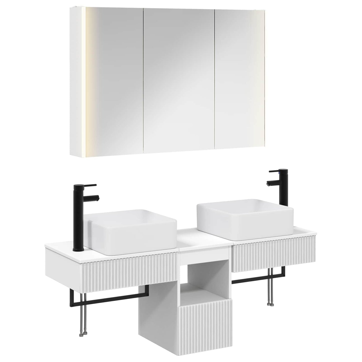 vidaXL Bathroom Cabinet Set 4 pcs White Engineered Wood 2