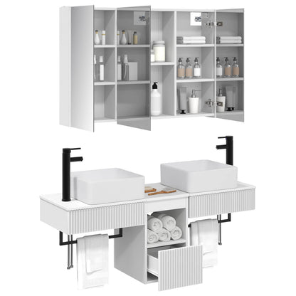 vidaXL Bathroom Cabinet Set 4 pcs White Engineered Wood 3