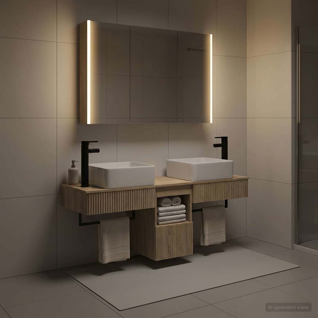 vidaXL Bathroom Cabinet Set 4 pcs Sonoma Oak Engineered Wood 4