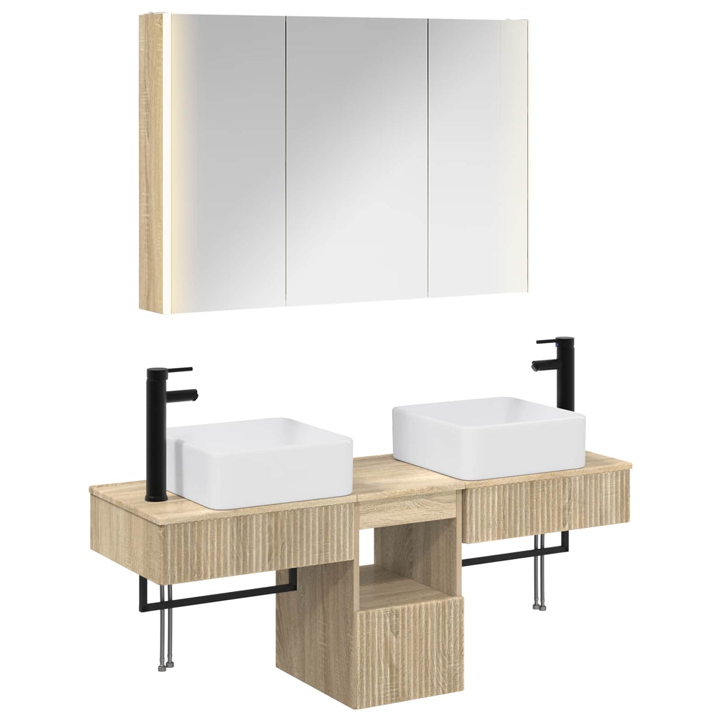 vidaXL Bathroom Cabinet Set 4 pcs Sonoma Oak Engineered Wood 2