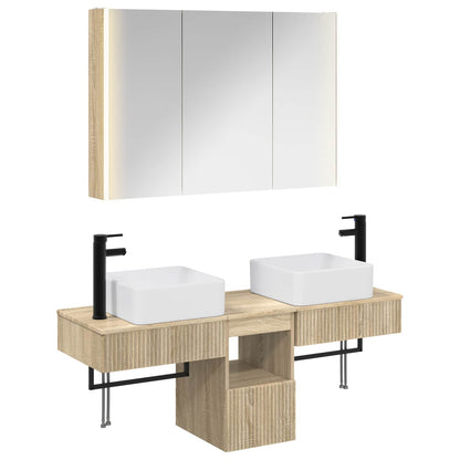 vidaXL Bathroom Cabinet Set 4 pcs Sonoma Oak Engineered Wood 2