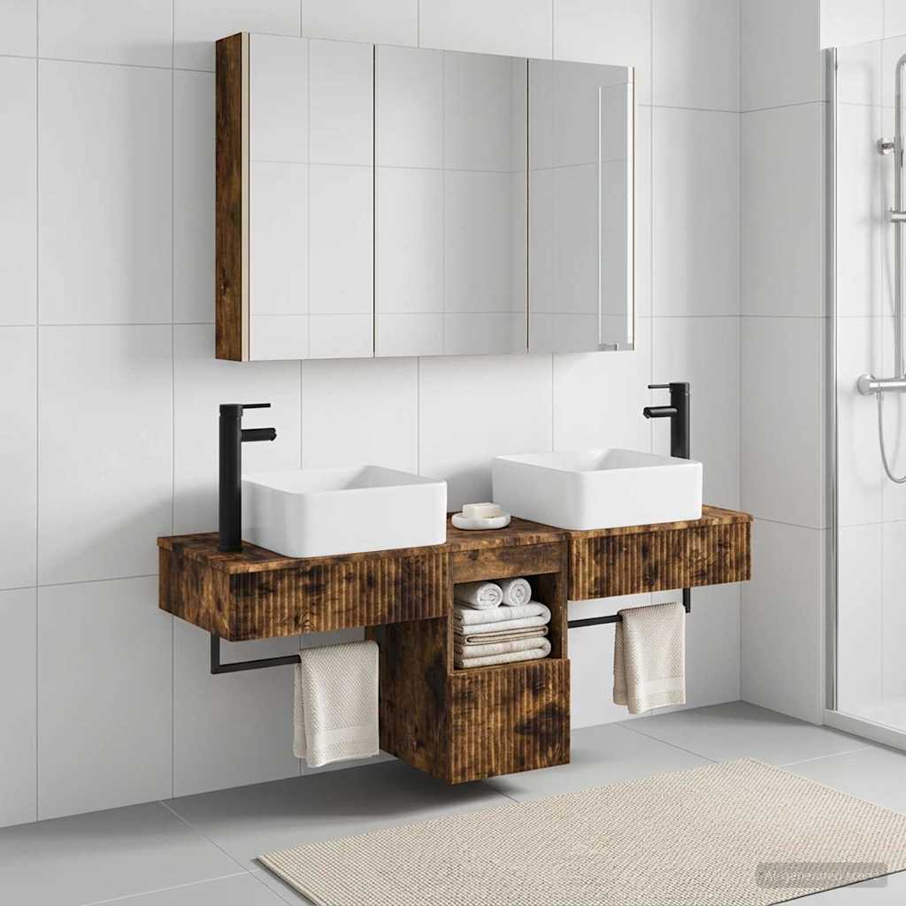 vidaXL Bathroom Cabinet Set 4 pcs Smoked Oak Engineered Wood 4