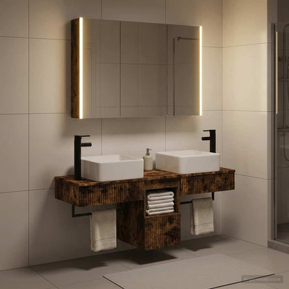 vidaXL Bathroom Cabinet Set 4 pcs Smoked Oak Engineered Wood 1