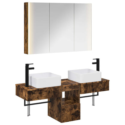 vidaXL Bathroom Cabinet Set 4 pcs Smoked Oak Engineered Wood 2