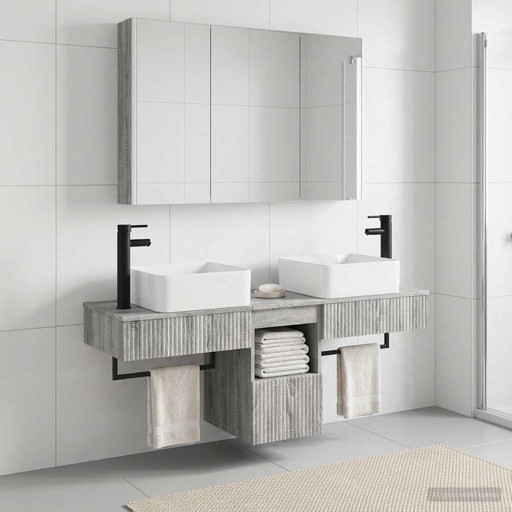vidaXL Bathroom Cabinet Set 4 pcs Grey Sonoma Engineered Wood 1