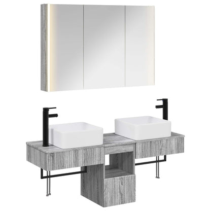 vidaXL Bathroom Cabinet Set 4 pcs Grey Sonoma Engineered Wood 2