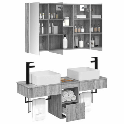 vidaXL Bathroom Cabinet Set 4 pcs Grey Sonoma Engineered Wood 3