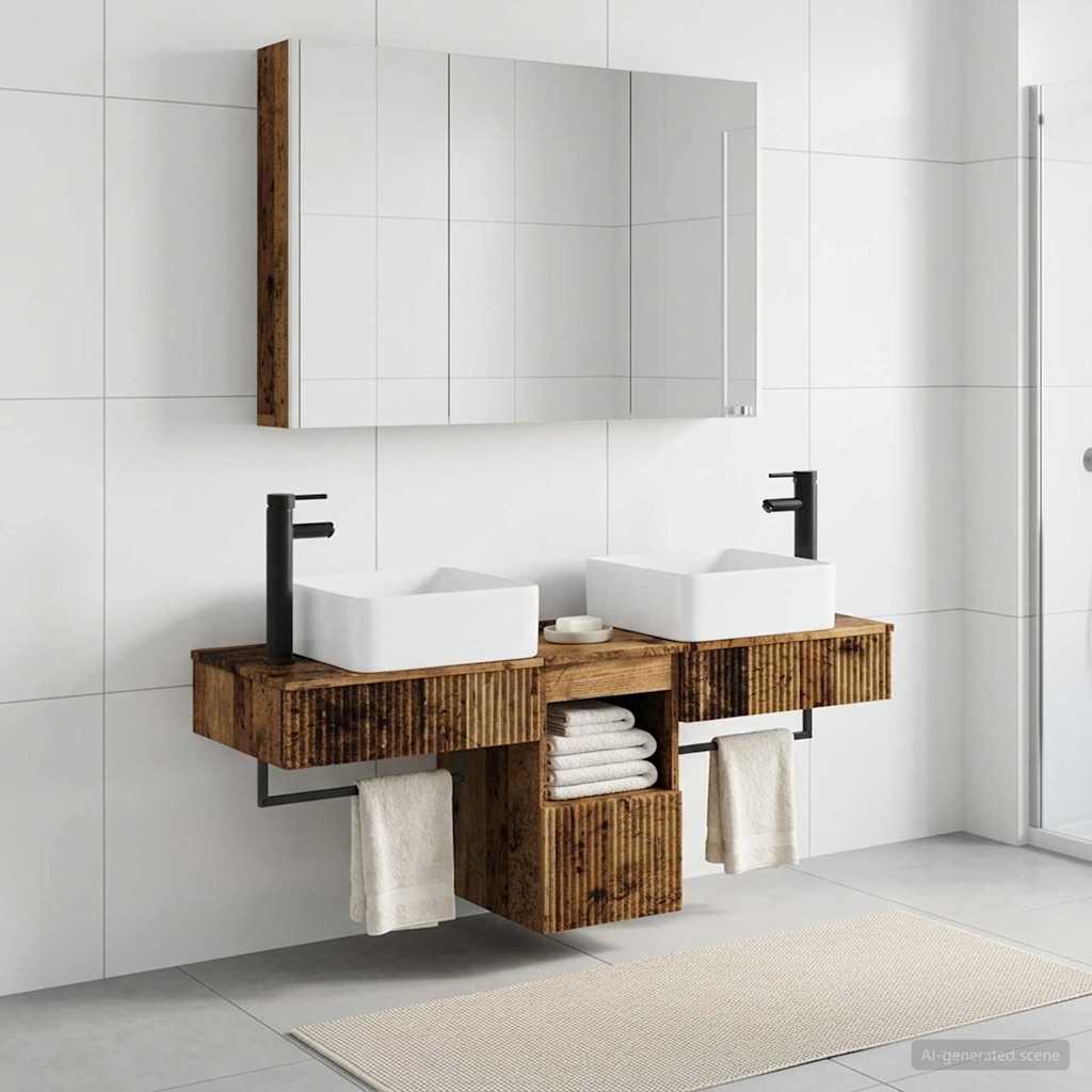 vidaXL Bathroom Cabinet Set 4 pcs Old Wood Engineered Wood 4
