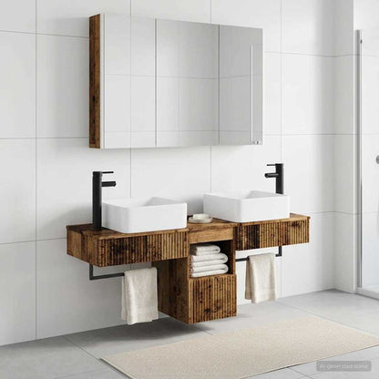 vidaXL Bathroom Cabinet Set 4 pcs Old Wood Engineered Wood 4