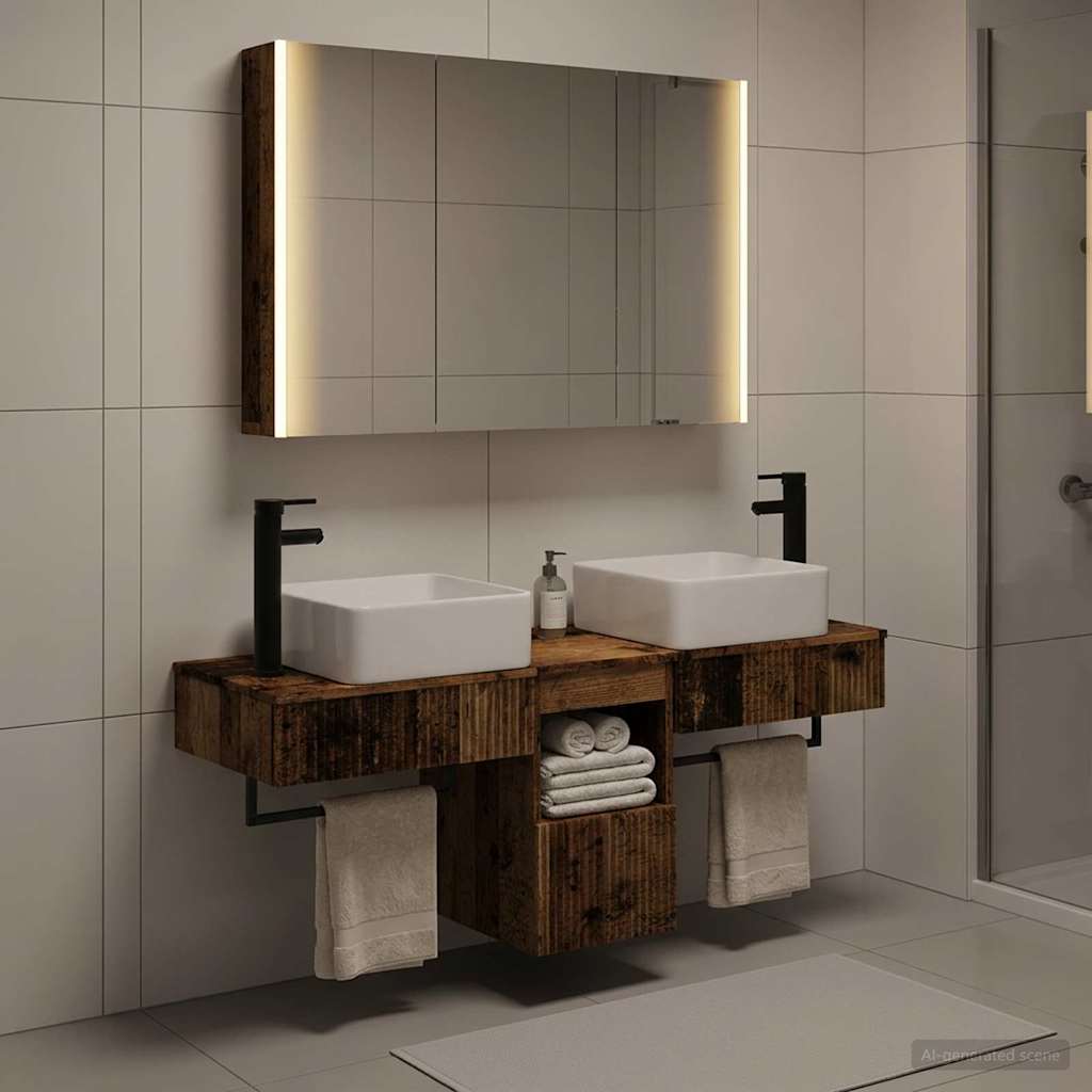 vidaXL Bathroom Cabinet Set 4 pcs Old Wood Engineered Wood 1