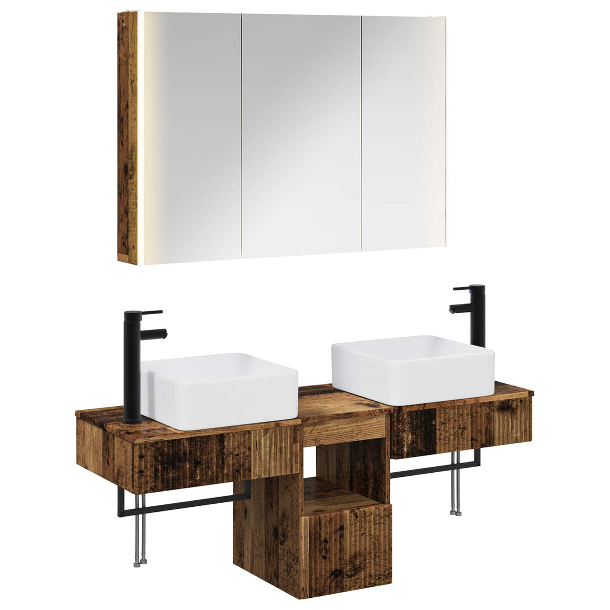 vidaXL Bathroom Cabinet Set 4 pcs Old Wood Engineered Wood 2