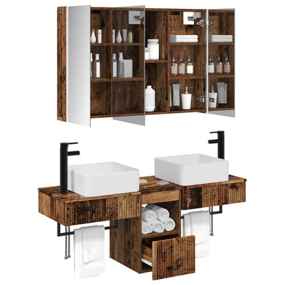 vidaXL Bathroom Cabinet Set 4 pcs Old Wood Engineered Wood 3