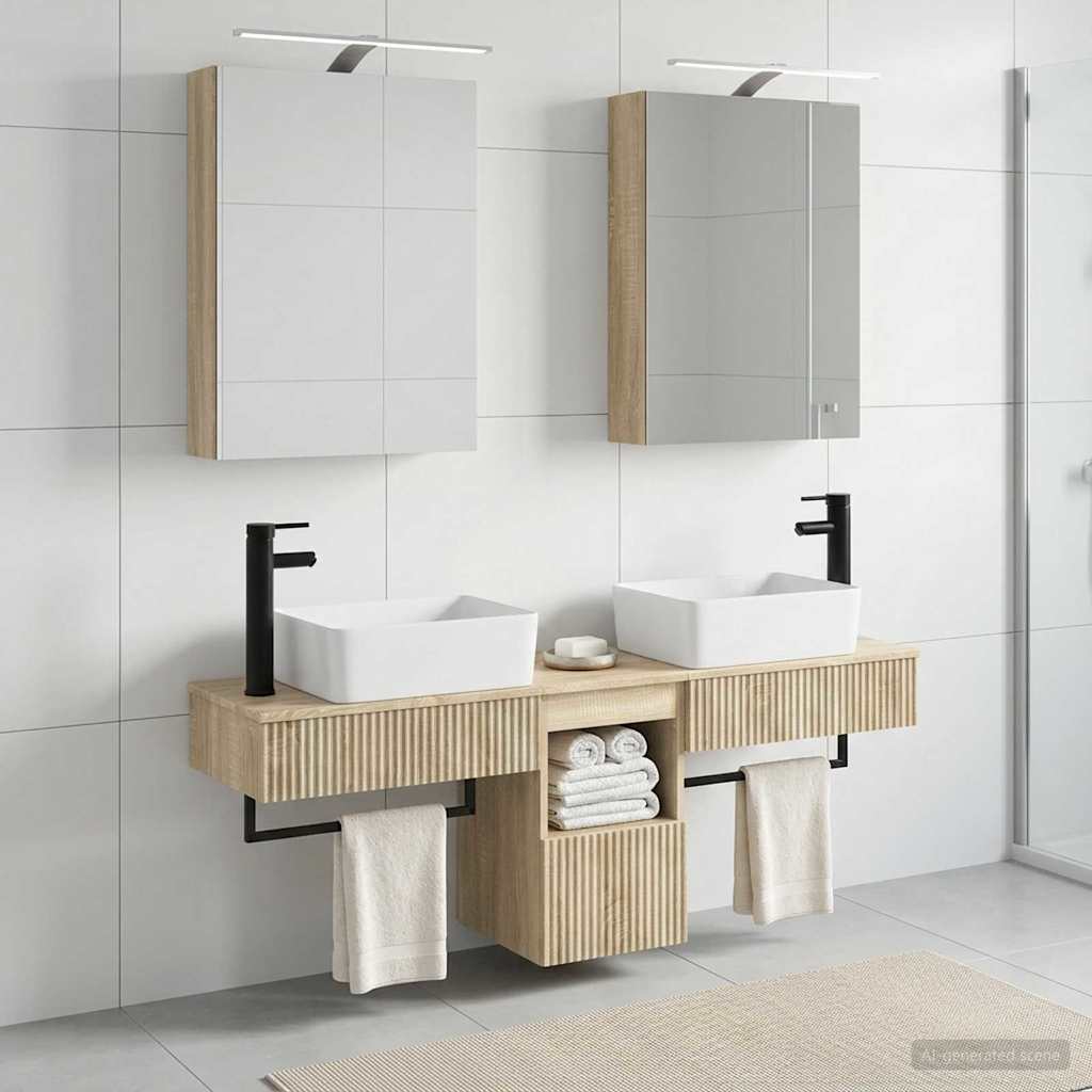 vidaXL Bathroom Cabinet Set 5 pcs Sonoma Oak Engineered Wood 4