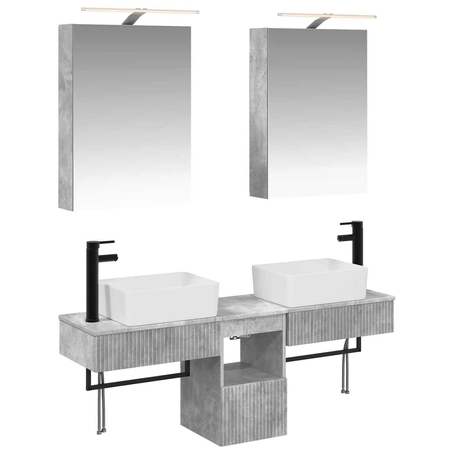 vidaXL Bathroom Cabinet Set 5 pcs Concrete Grey Engineered Wood 2