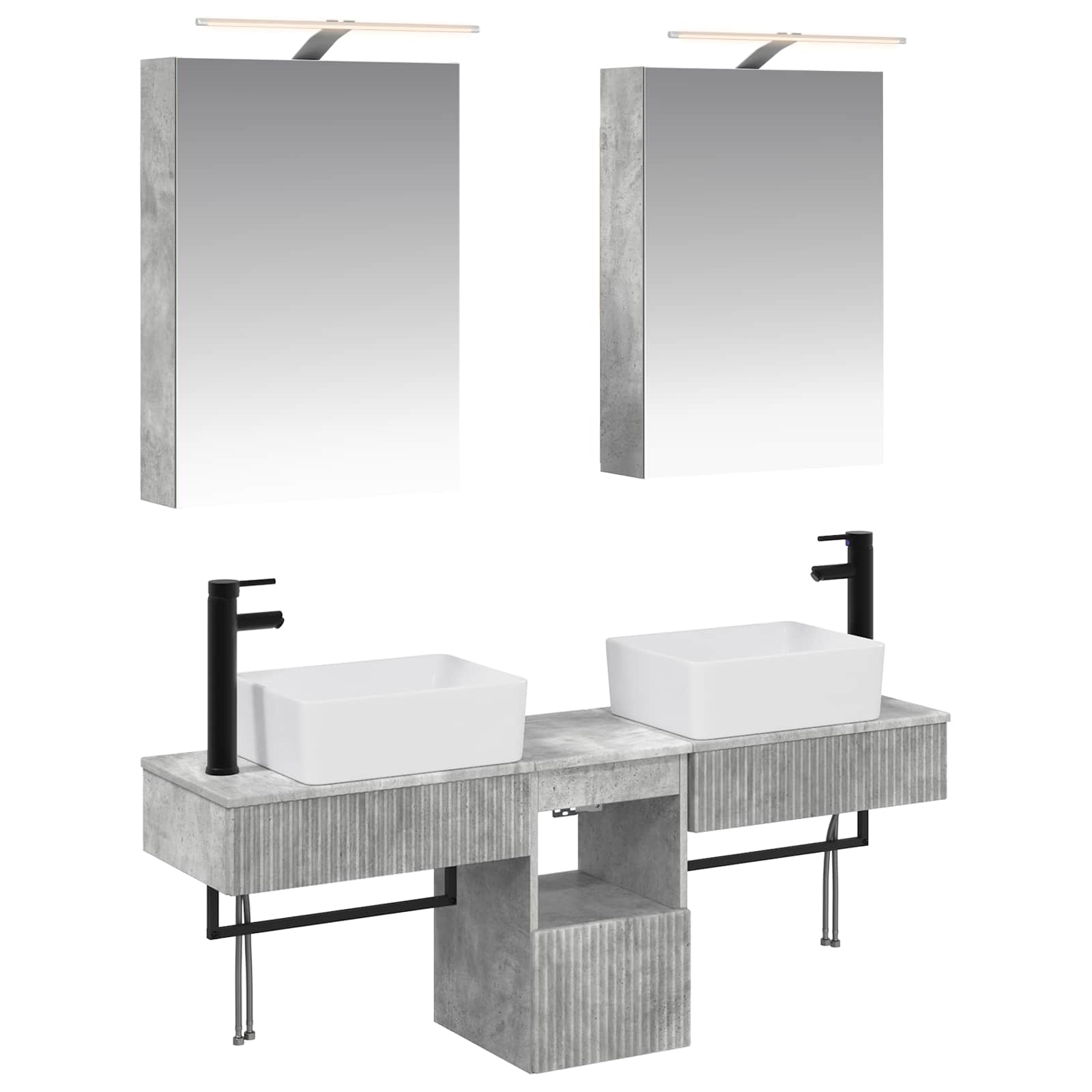 vidaXL Bathroom Cabinet Set 5 pcs Concrete Grey Engineered Wood 2
