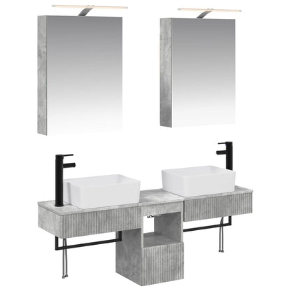 vidaXL Bathroom Cabinet Set 5 pcs Concrete Grey Engineered Wood 2